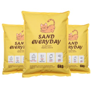 묘한매력 샌드에브리데이 벤토나이트 전문가가 블렌딩한 고양이 모래 6kg x 3개